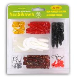 Genuine Yoshikawa Soft Plastic Baits Fishing Lures and Hooks Kit