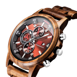 Деревянные наручные часы с хронографом