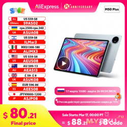 79.09$ - 87.03$ Скидка на планшет Teclast M50 Plus, 10.1" 1920х1200, 6/128ГБ