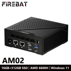 Мини ПК FIREBAT AM02 (AMD Ryzen 5 6600H, RAM 16 ГБ, SSD 512 ГБ, AMD Radeon 660M, Windows 11 Pro) за 16746 руб с картой озон