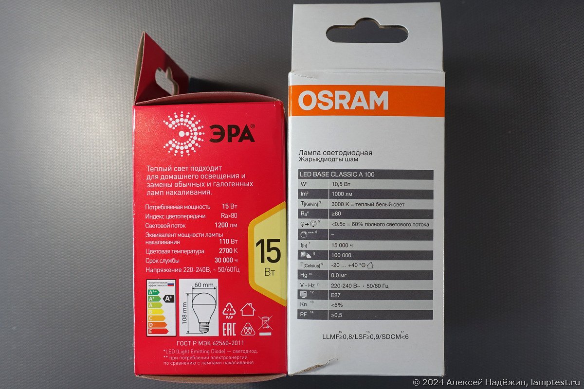 Лампочки ЭРА и OSRAM из магазина Fix Price
